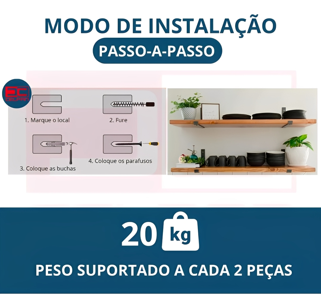 Suporte Mão Francesa para Estantes e Prateleiras - Imagem 6