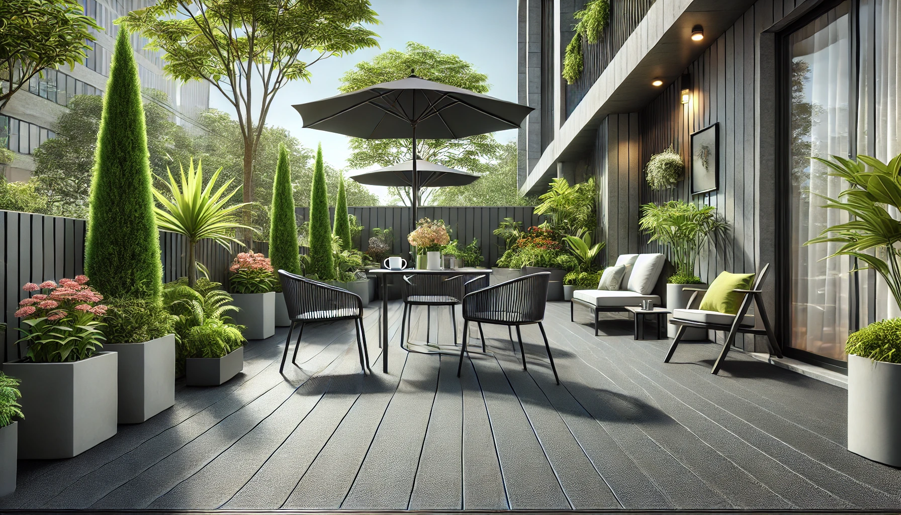 Piso de borracha em terraço