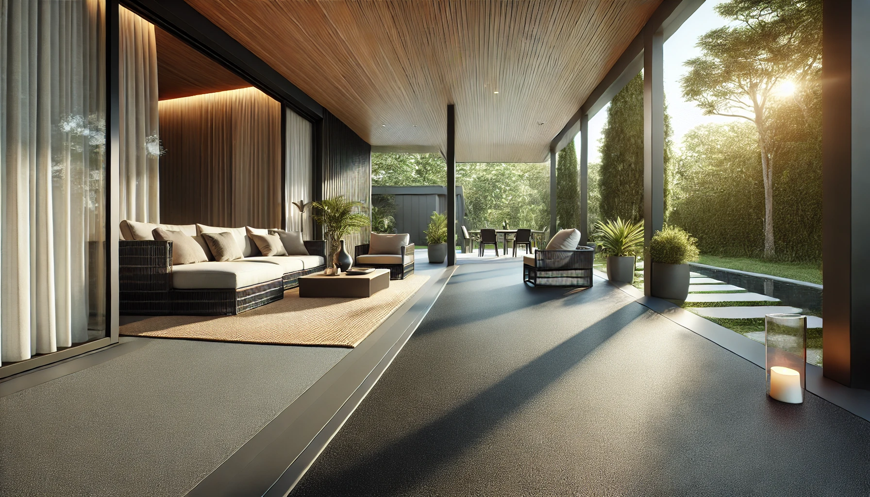 piso de borracha em varanda