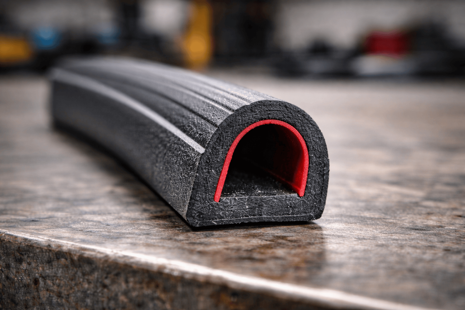 Peça única de perfil de borracha