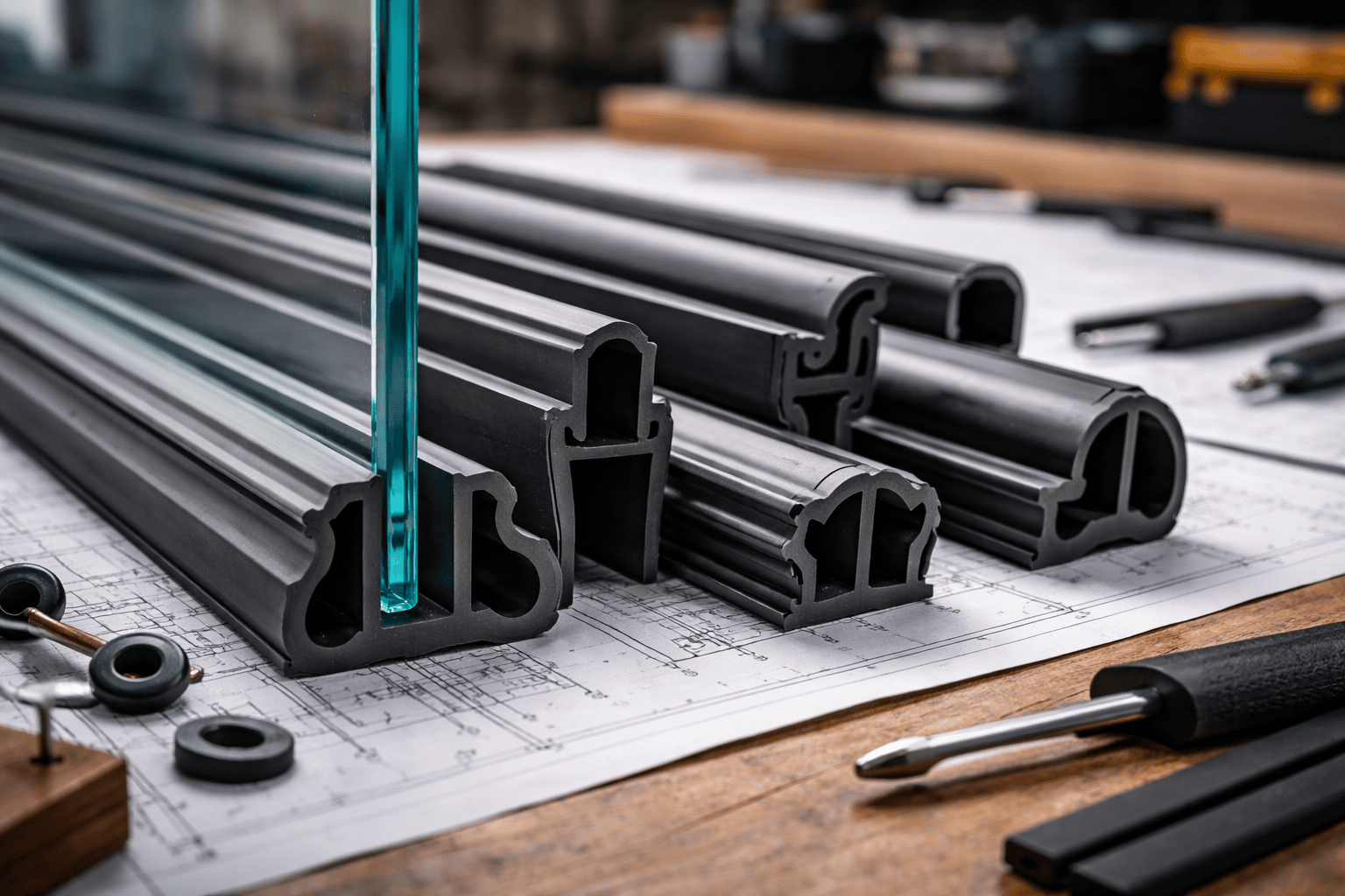 Perfis de borracha para vidros